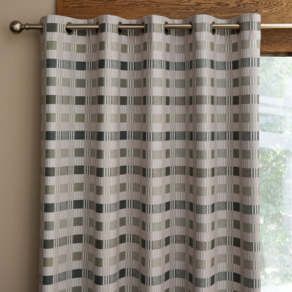Catherine Lansfield Wilson Check Blackout Thermal Eyelet Curtains - Green