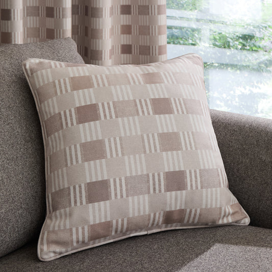 Catherine Lansfield Wilson Check Filled Cushion - Natural