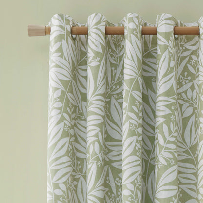 Catherine Lansfield Sorrel Leaf Eyelet Curtains - Green