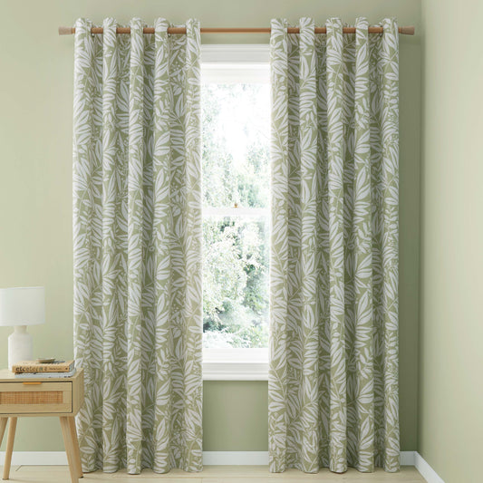 Catherine Lansfield Sorrel Leaf Eyelet Curtains - Green