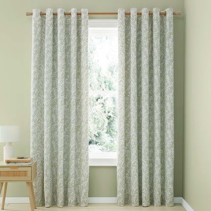 Catherine Lansfield Sorrel Leaf Eyelet Curtains - Green