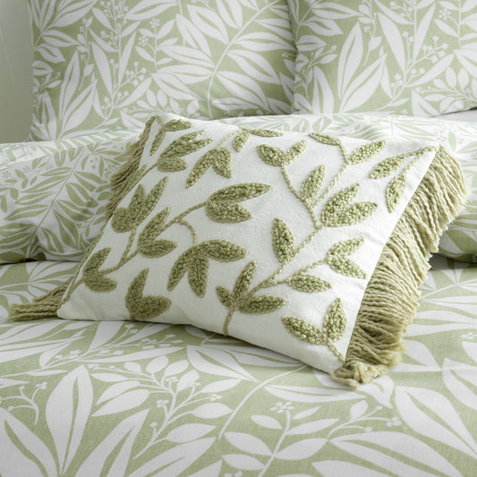 Catherine Lansfield Tufted Sorrel Leaf Filled Cushion - Green