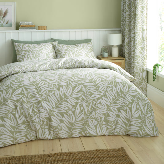 Catherine Lansfield Sorrel Leaf Duvet Cover Set - Green