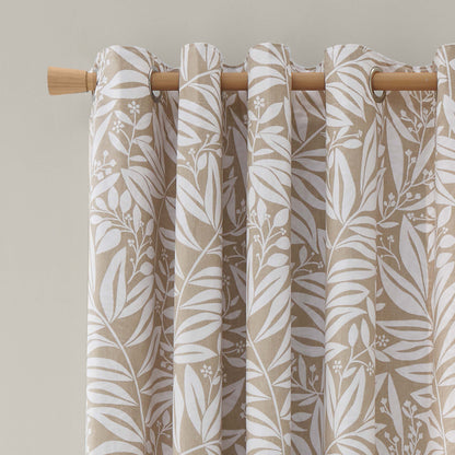 Catherine Lansfield Sorrel Leaf Eyelet Curtains - Natural