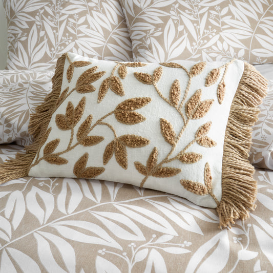 Catherine Lansfield Tufted Sorrel Leaf Filled Cushion - Natural