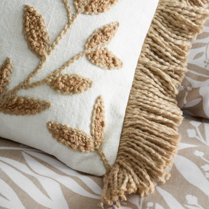 Catherine Lansfield Tufted Sorrel Leaf Filled Cushion - Natural