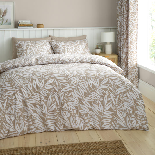 Catherine Lansfield Sorrel Leaf Duvet Cover Set - Natural