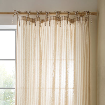 Pineapple Elephant Zanzibar Yarn Dyed Stripe Tie Top Voile Panel - Natural