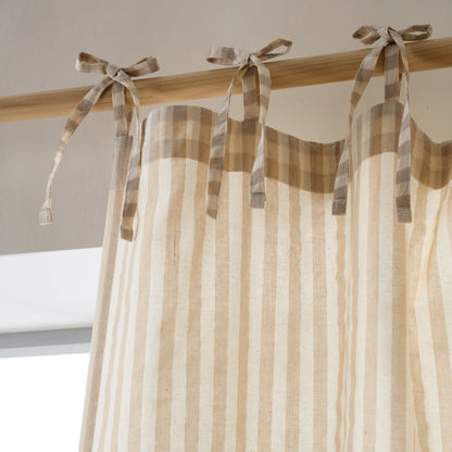 Pineapple Elephant Zanzibar Yarn Dyed Stripe Tie Top Voile Panel - Natural
