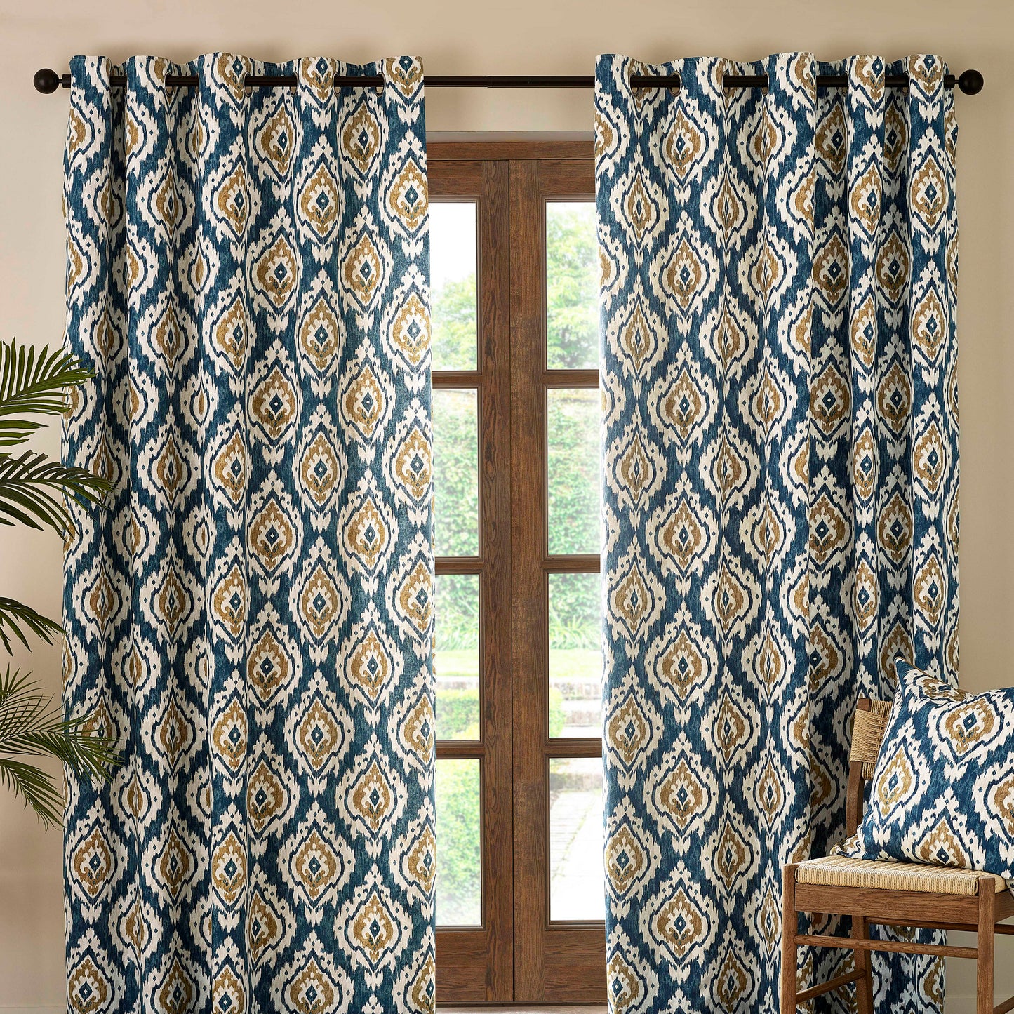 Pineapple Elephant Suri Eyelet Curtains - Teal