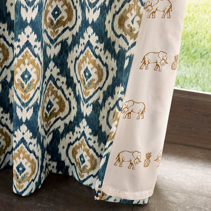 Pineapple Elephant Suri Eyelet Curtains - Teal