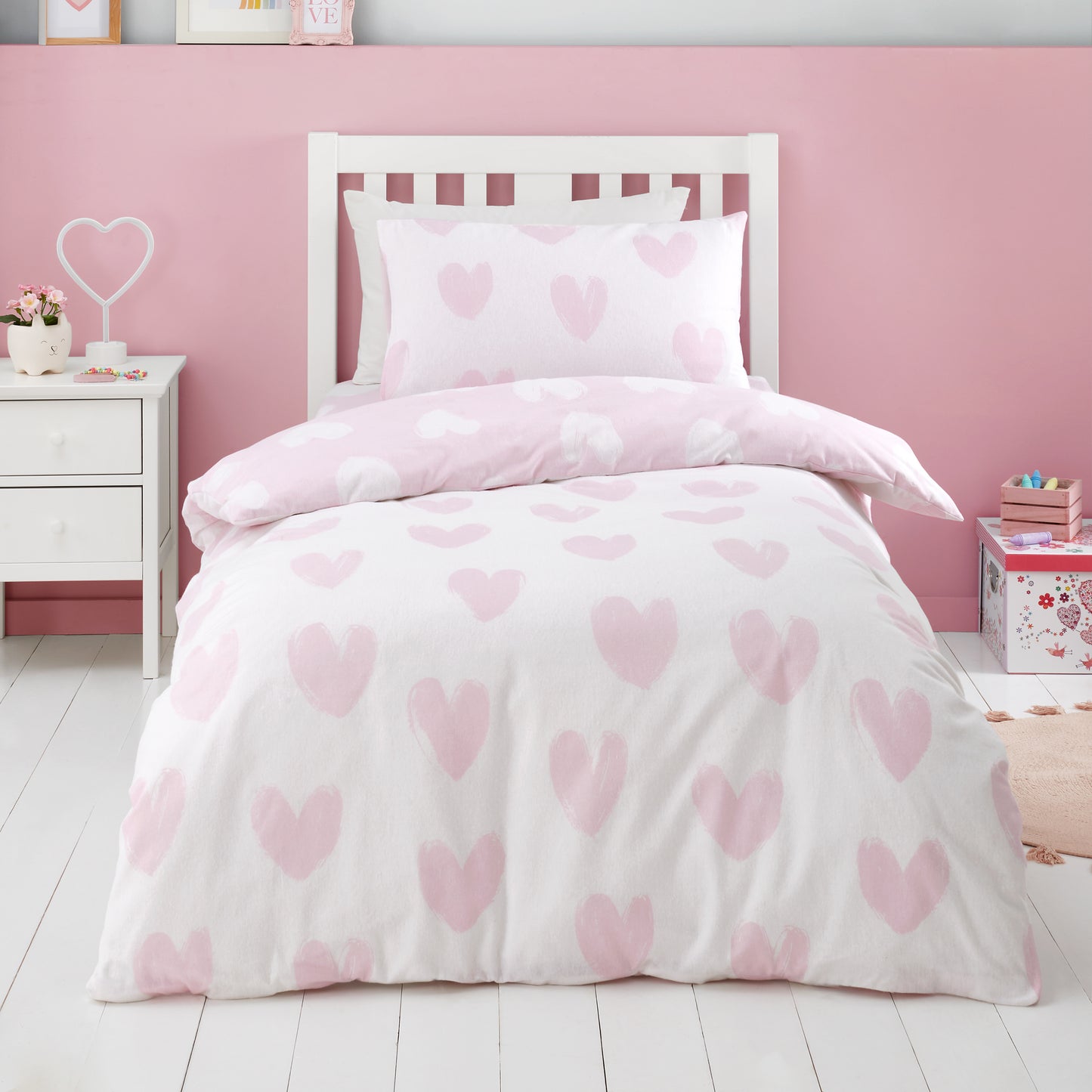 Catherine Lansfield Brushed Hearts Duvet Cover Set