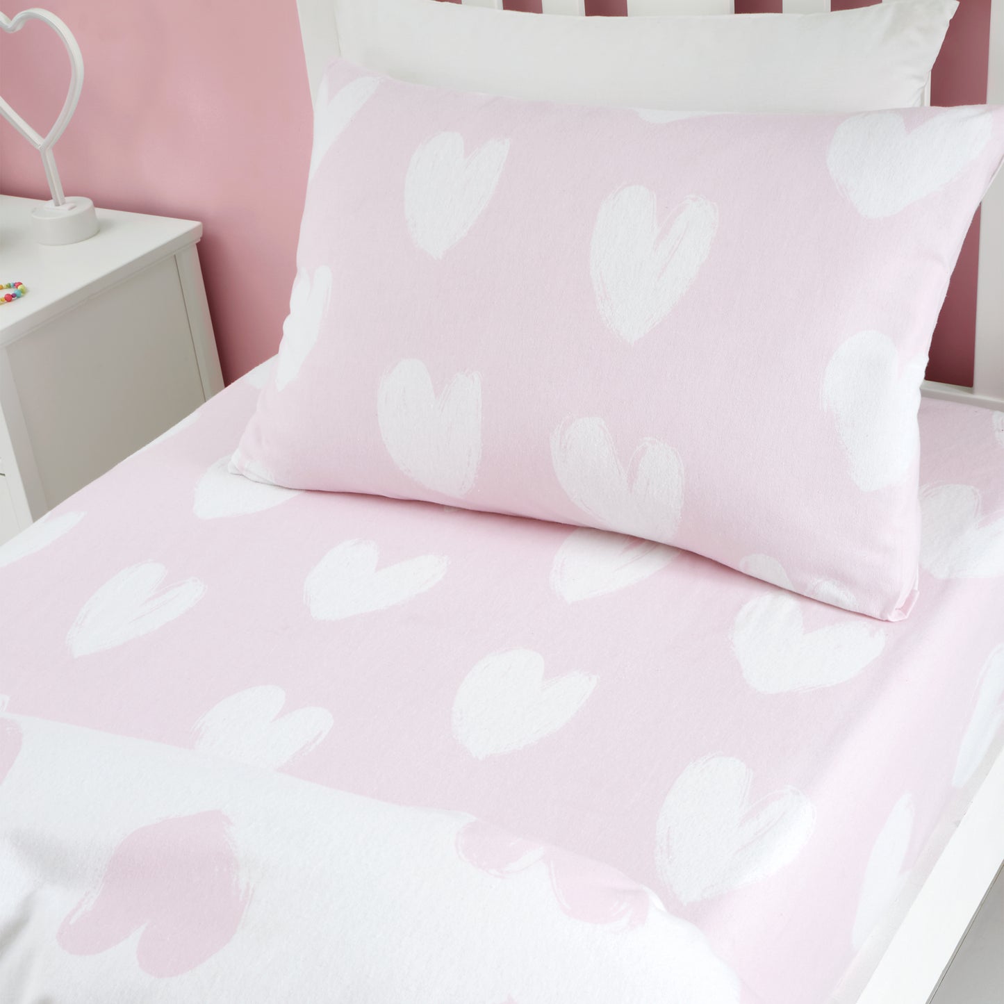Catherine Lansfield Brushed Hearts Fitted Sheet