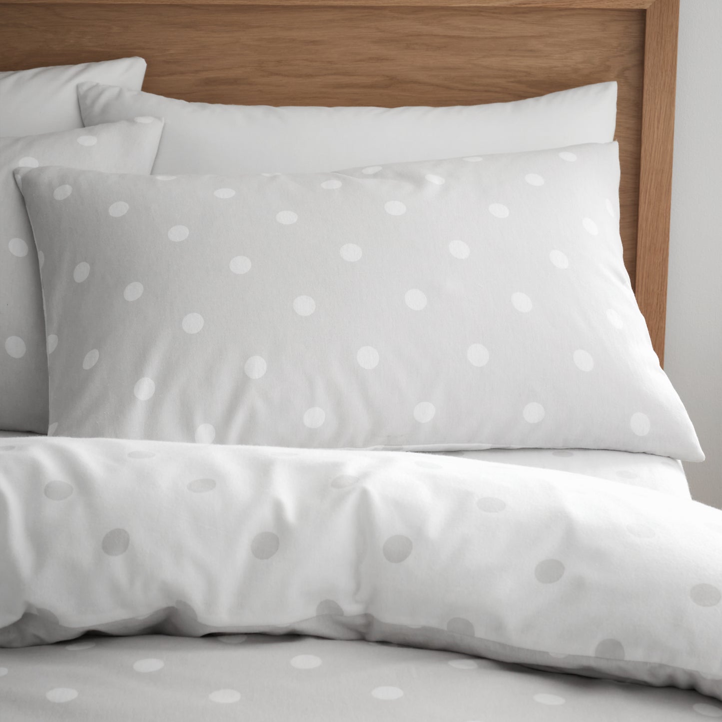 Catherine Lansfield Brushed Polka Dot Duvet Cover Set - Grey