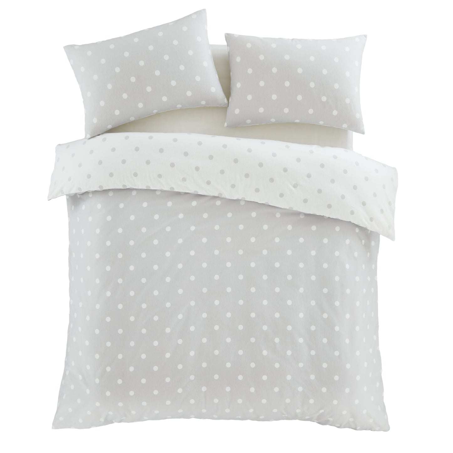 Catherine Lansfield Brushed Polka Dot Duvet Cover Set - Grey