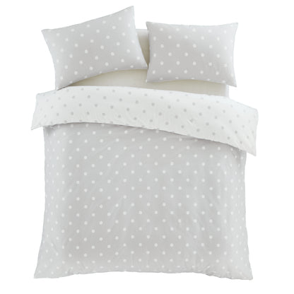 Catherine Lansfield Brushed Polka Dot Duvet Cover Set - Grey