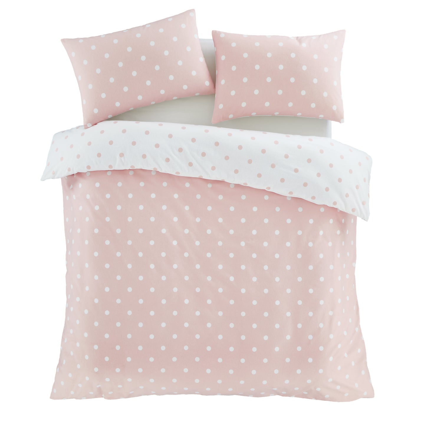 Catherine Lansfield Brushed Polka Dot Duvet Cover Set - Pink
