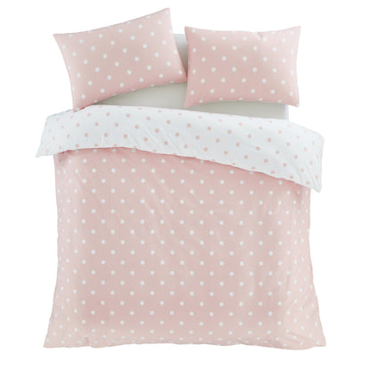 Catherine Lansfield Brushed Polka Dot Duvet Cover Set - Pink