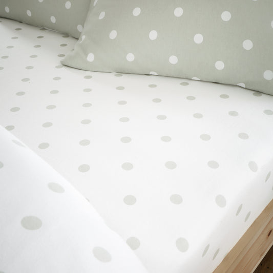 Catherine Lansfield Brushed Polka Dot Fitted Sheet - Green