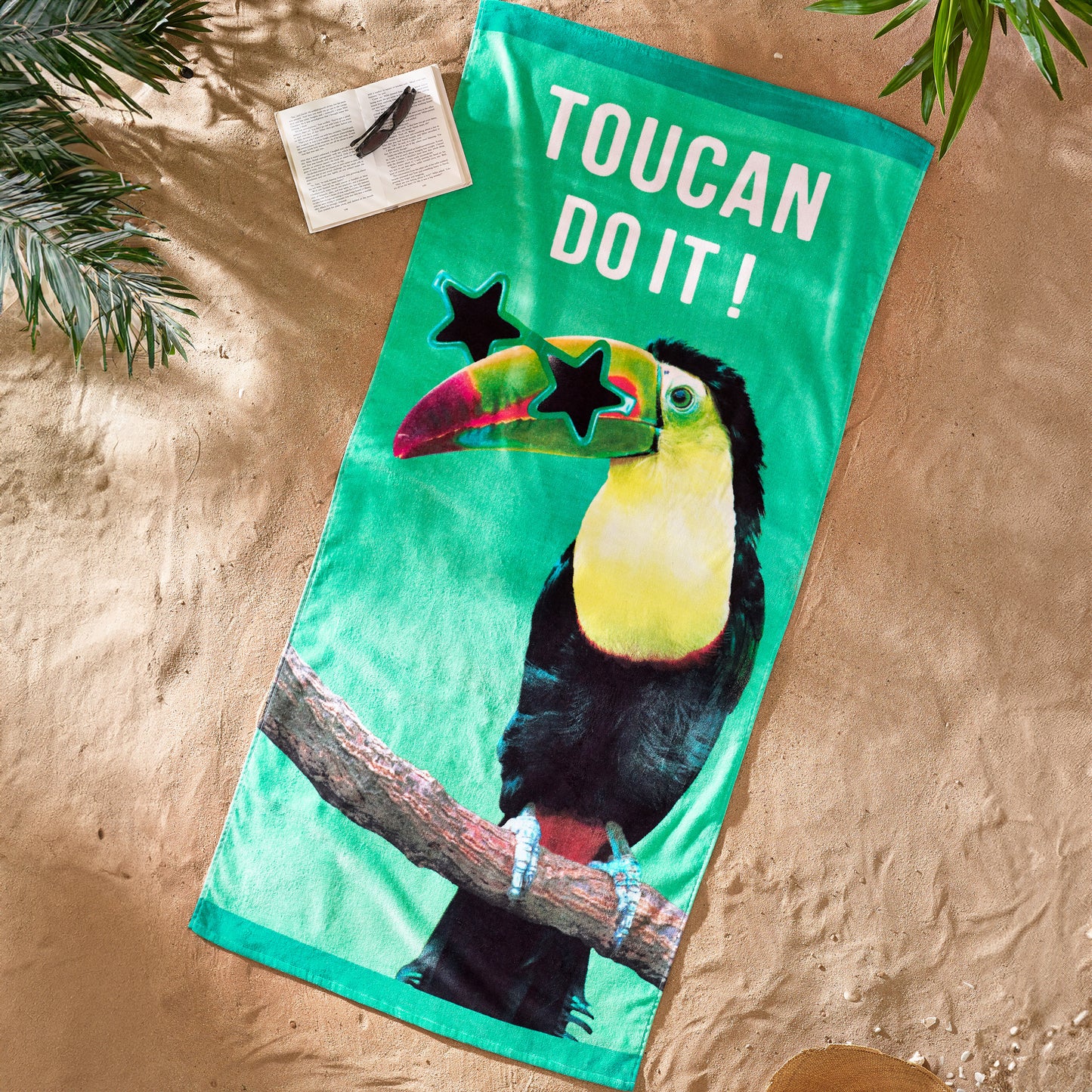 Catherine Lansfield Toucan Do It Green Beach Towel