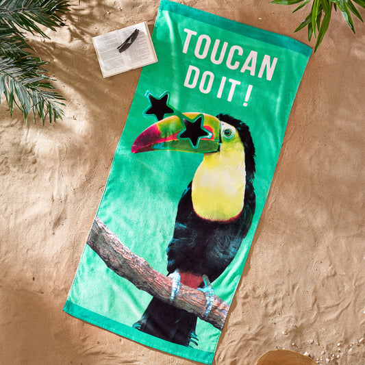 Catherine Lansfield Toucan Do It Green Beach Towel