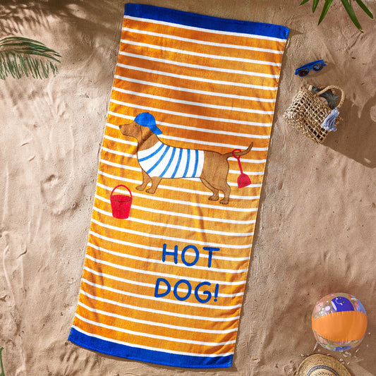 Catherine Lansfield Hot Dog Orange Beach Towel