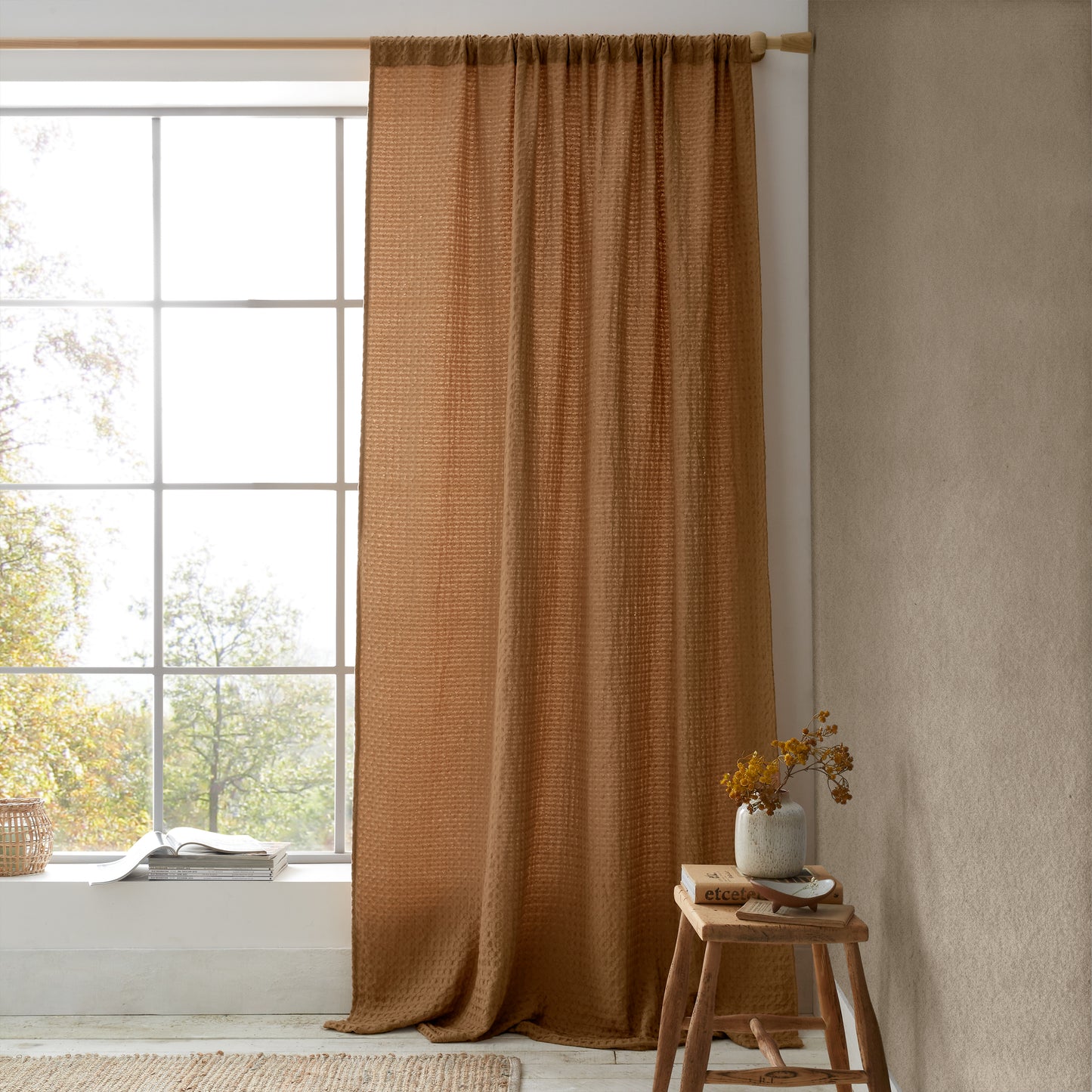 Pineapple Elephant Muscat Waffle Slot Top Voile Panel - Caramel