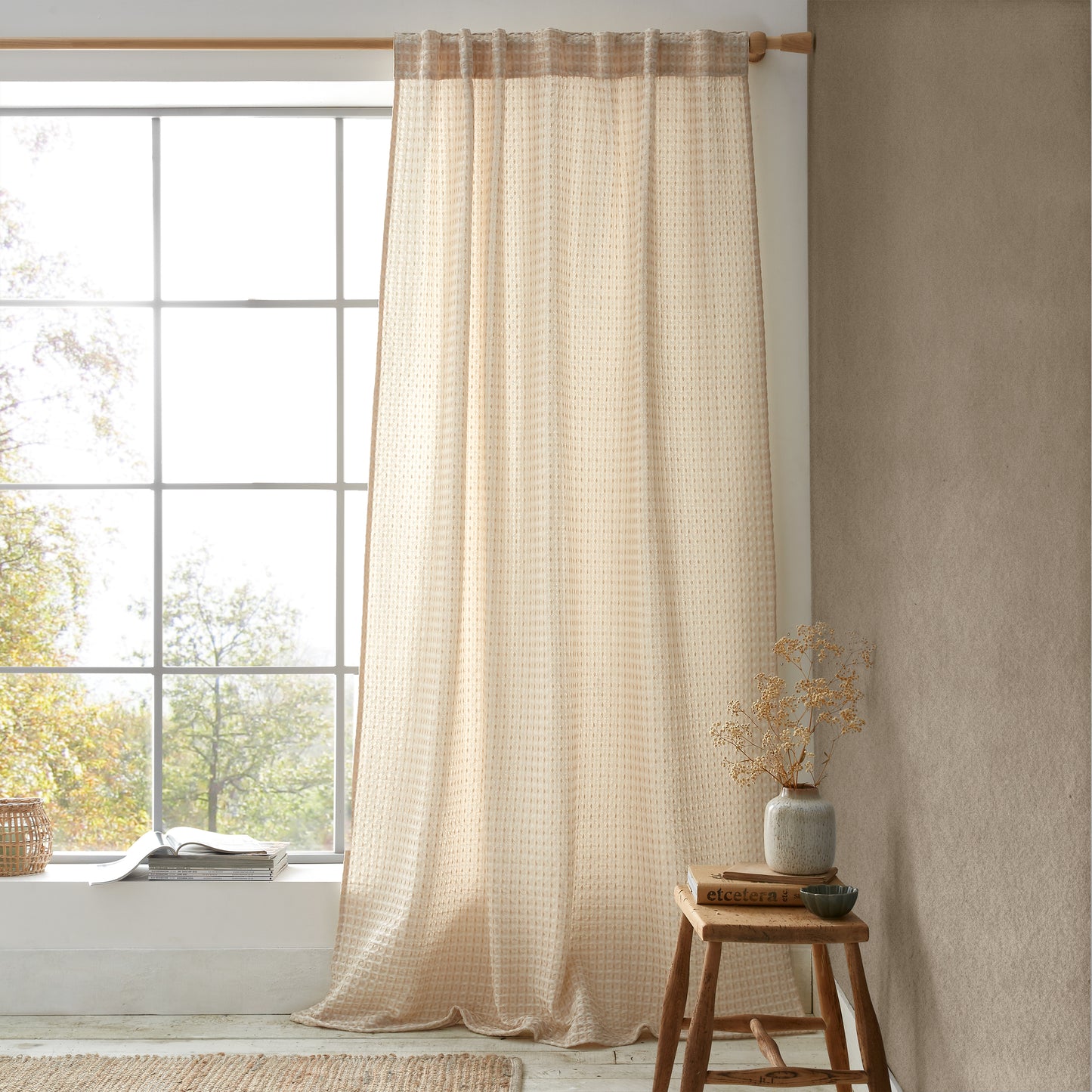 Pineapple Elephant Muscat Waffle Slot Top Voile Panel - Natural