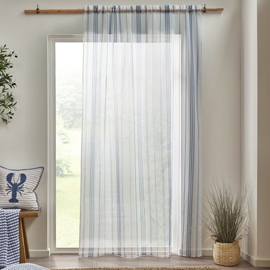 Catherine Lansfield Harbour Stripe Slot Top Voile Panel - White