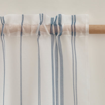 Catherine Lansfield Harbour Stripe Slot Top Voile Panel - White