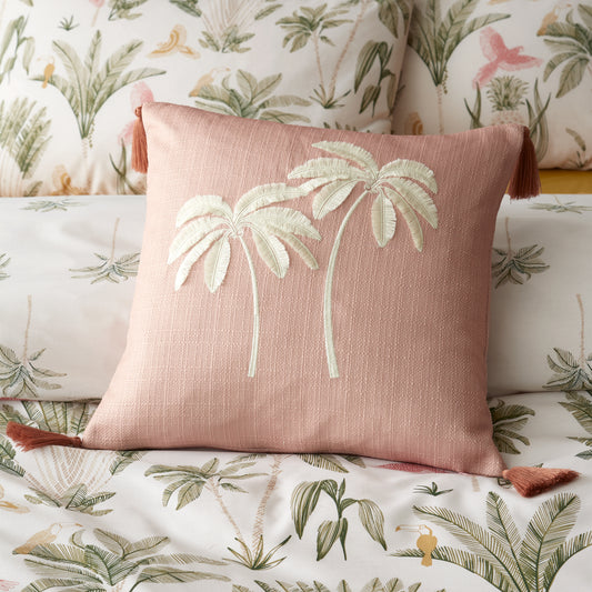 Catherine Lansfield Paradiso Palm Filled Cushion - Clay