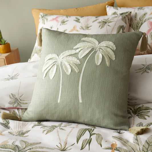 Catherine Lansfield Paradiso Palm Filled Cushion - Sage