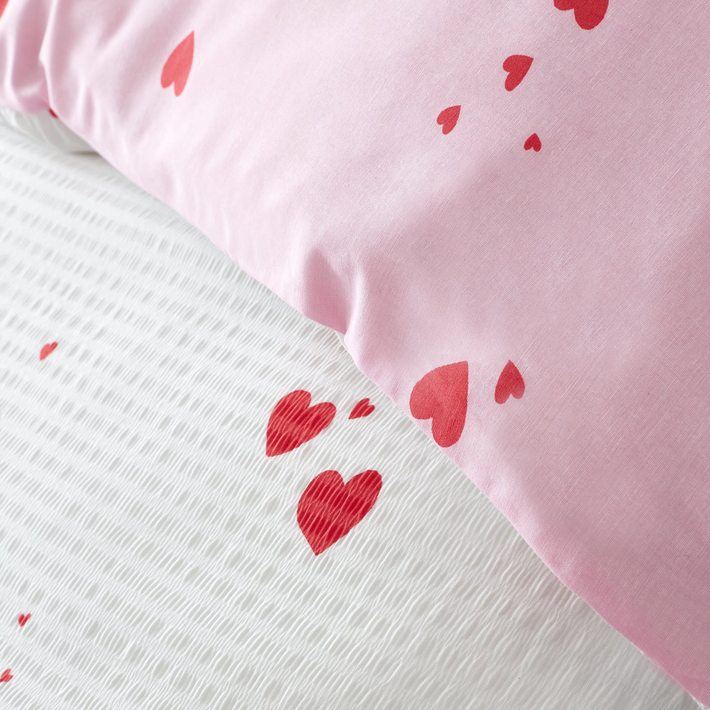 Catherine Lansfield Seersucker Heart Duvet Cover Set