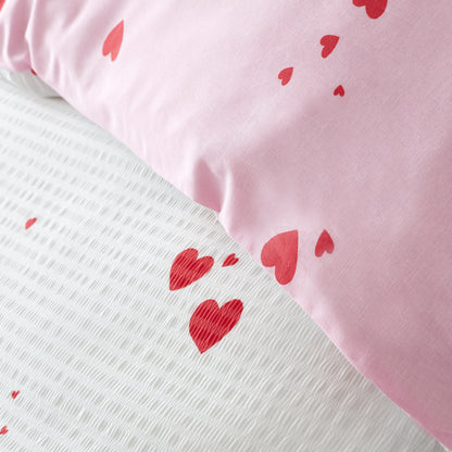 Catherine Lansfield Seersucker Heart Duvet Cover Set