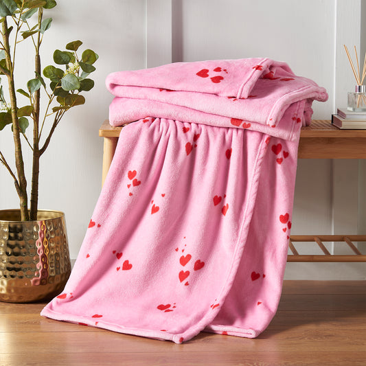 Catherine Lansfield Seersucker Heart Throw