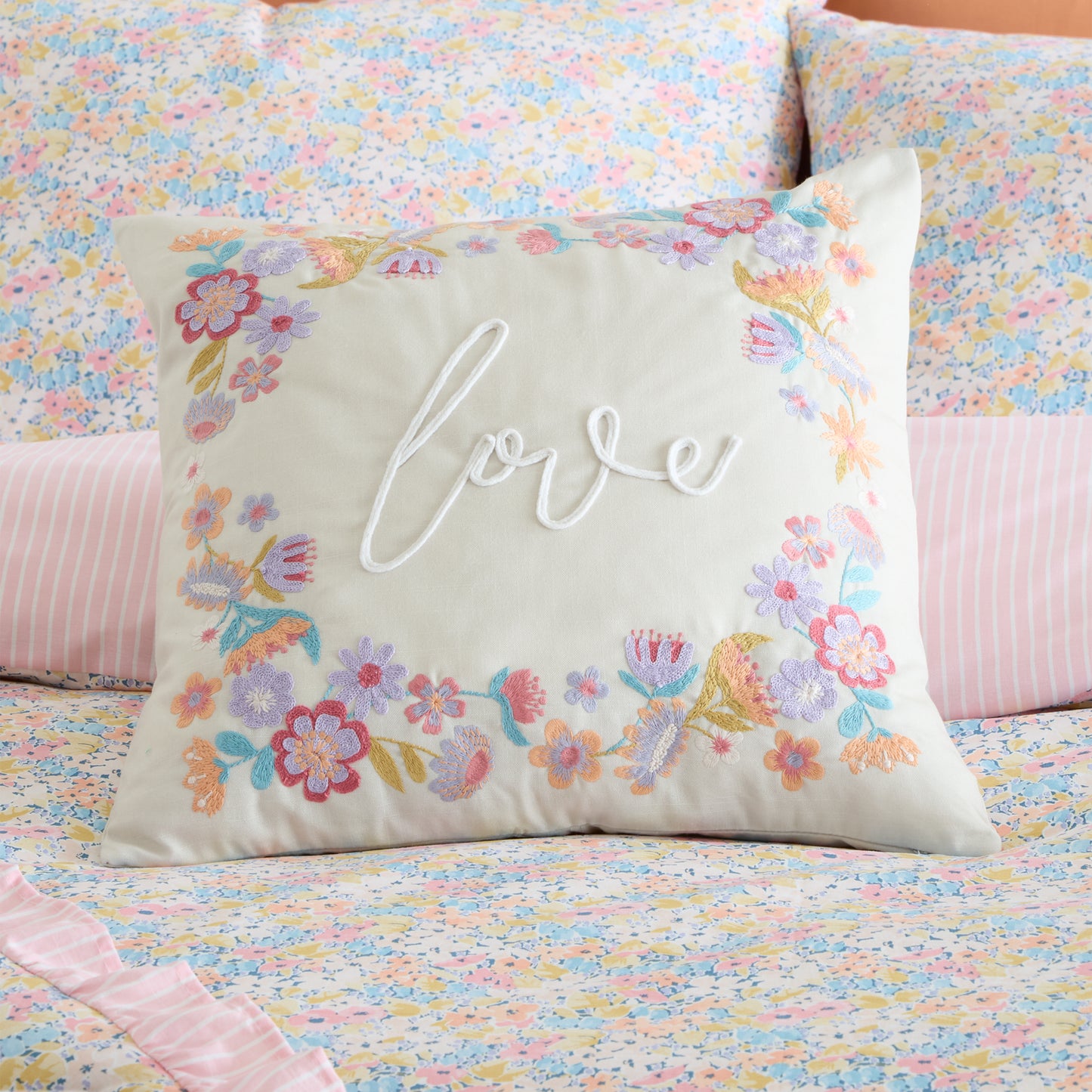 Catherine Lansfield Love Filled Cushion - Natural
