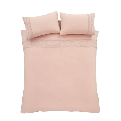 Catherine Lansfield Broderie Anglaise Duvet Cover Set - Blush