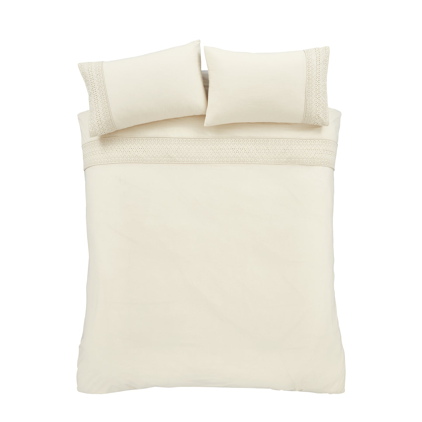 Catherine Lansfield Broderie Anglaise Duvet Cover Set - Cream