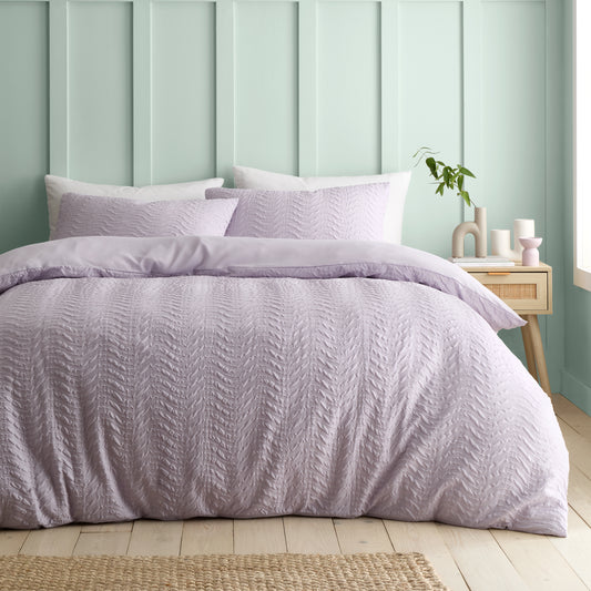 Catherine Lansfield Heatset Wave Duvet Cover Set - Lilac