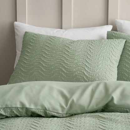 Catherine Lansfield Heatset Wave Duvet Cover Set - Mint Green