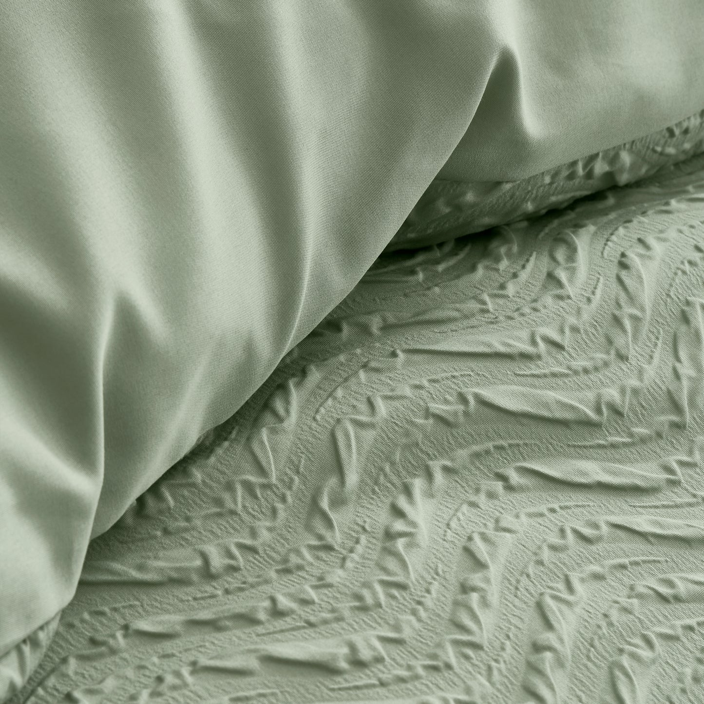Catherine Lansfield Heatset Wave Duvet Cover Set - Mint Green