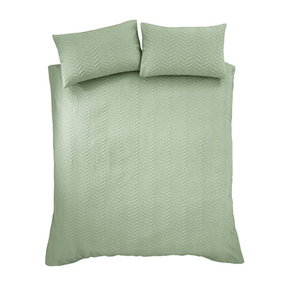Catherine Lansfield Heatset Wave Duvet Cover Set - Mint Green