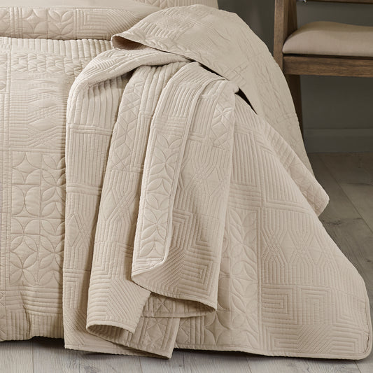 Catherine Lansfield Folkstone Geo Bedspread - Natural