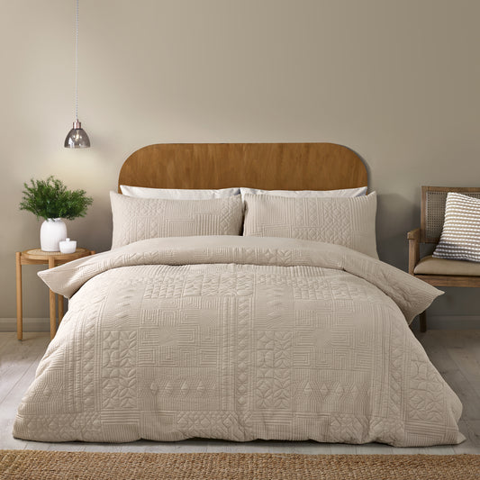 Catherine Lansfield Folkstone Geo Duvet Cover Set - Natural