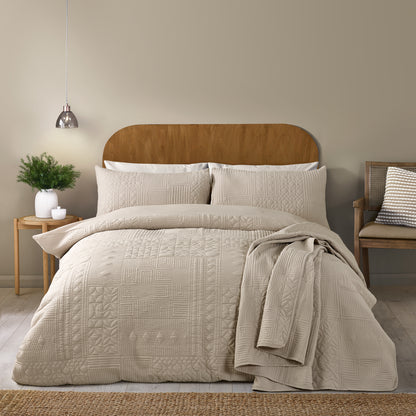 Catherine Lansfield Folkstone Geo Bedspread - Natural