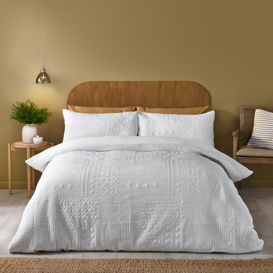 Catherine Lansfield Folkstone Geo Duvet Cover Set - White
