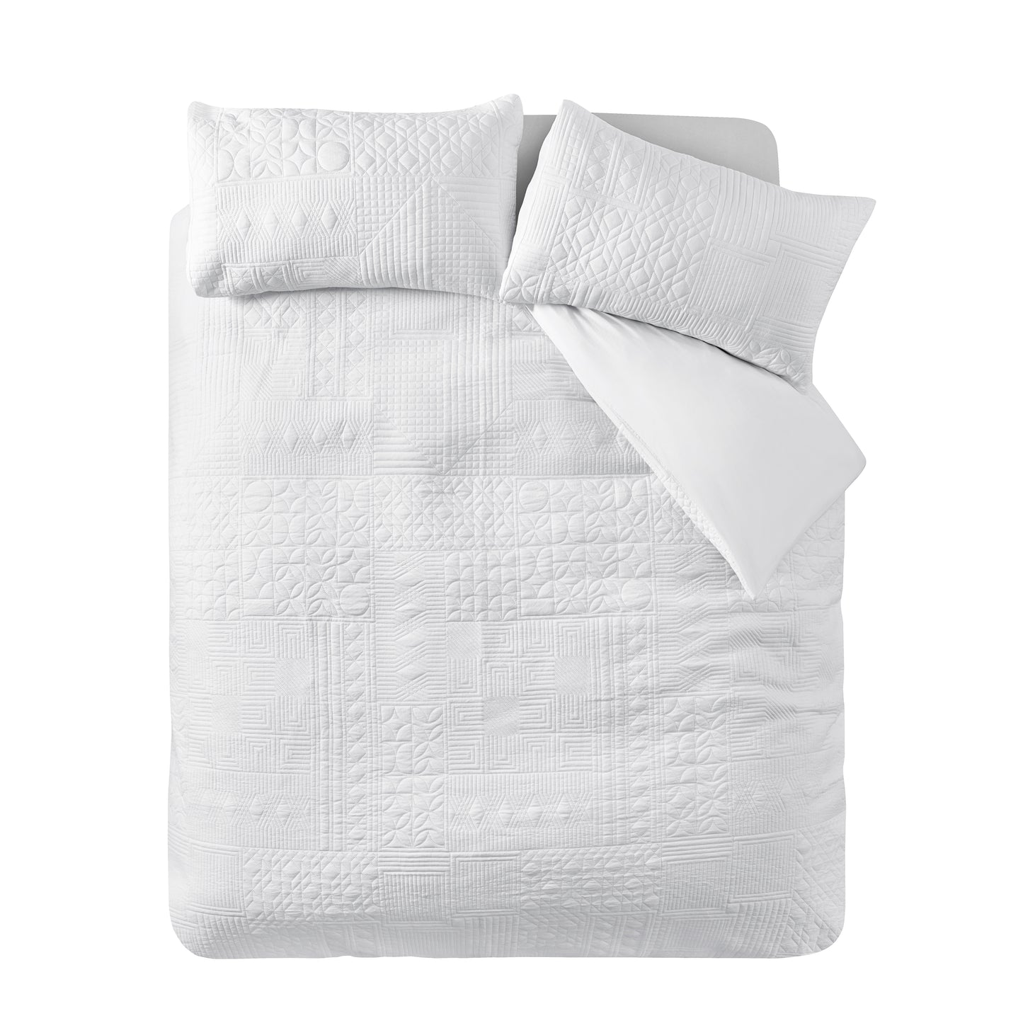 Catherine Lansfield Folkstone Geo Duvet Cover Set - White