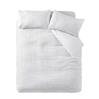 Catherine Lansfield Folkstone Geo Duvet Cover Set - White