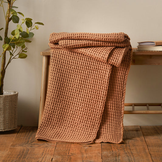 Pineapple Elephant Jaipur Waffle Throw - Caramel