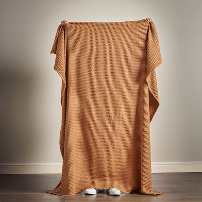 Pineapple Elephant Jaipur Waffle Throw - Caramel